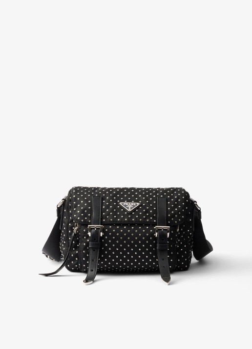 Prada Re-Nylon schoudertas met leren details en studs