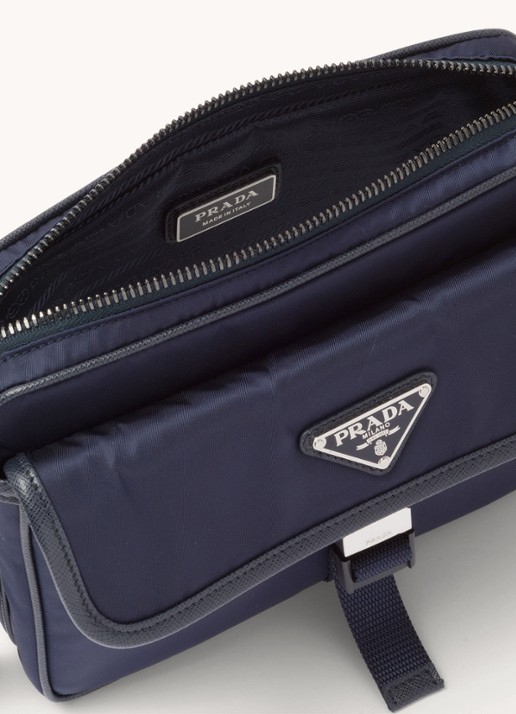 Prada Re-Nylon schoudertas met leren details - detail 5 blauw