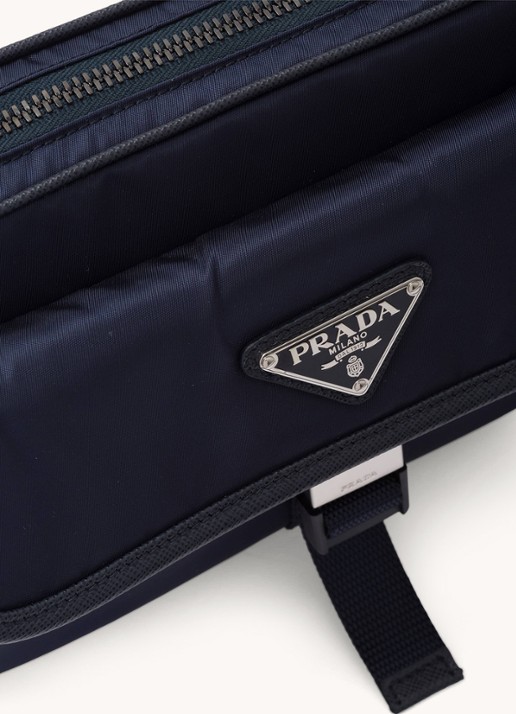 Prada Re-Nylon schoudertas met leren details - detail 6 blauw