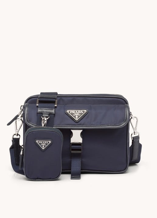 Prada Re-Nylon schoudertas met leren details - voorkant blauw