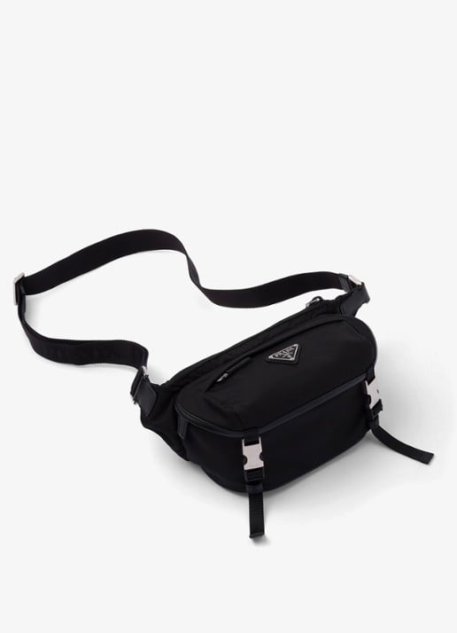 Prada Re-Nylon schoudertas met leren details - detail 2 zwart