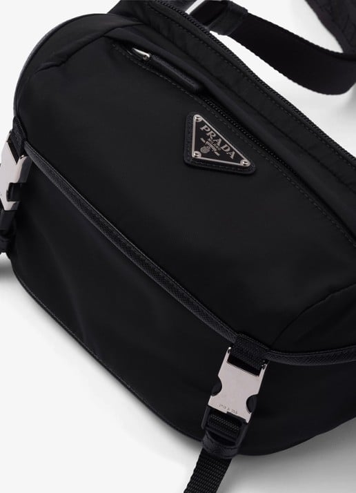 Prada Re-Nylon schoudertas met leren details - detail 4 zwart