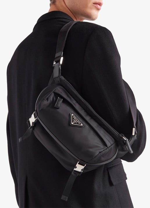 Prada Re-Nylon schoudertas met leren details - detail 5 zwart