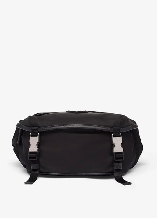 Prada Re-Nylon schoudertas met leren details - voorkant 6 zwart