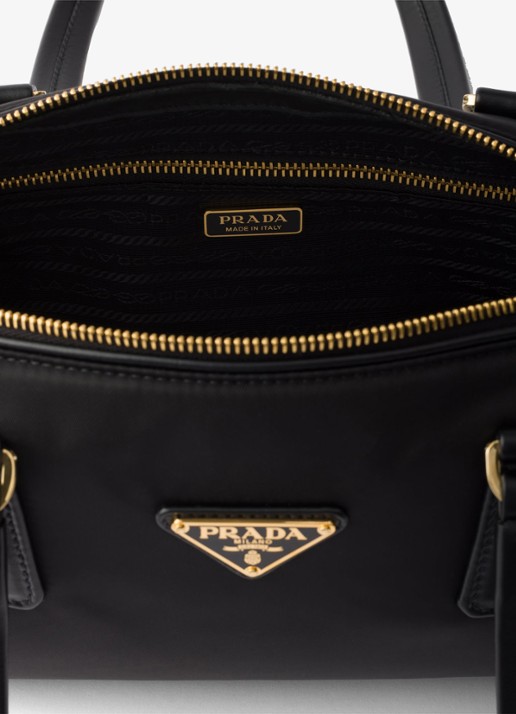 Prada Re-Nylon schoudertas met leren details - detail 2 zwart
