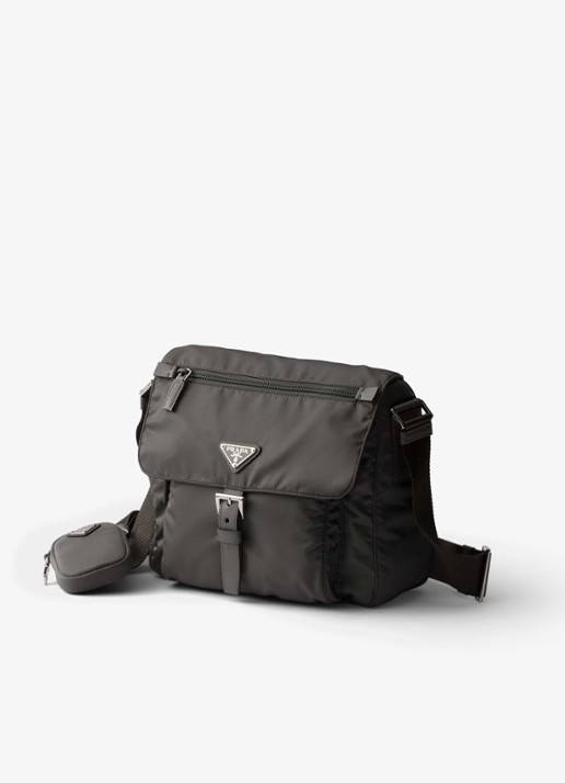 Prada Re-Nylon schoudertas met leren details - detail 3 donkergrijs