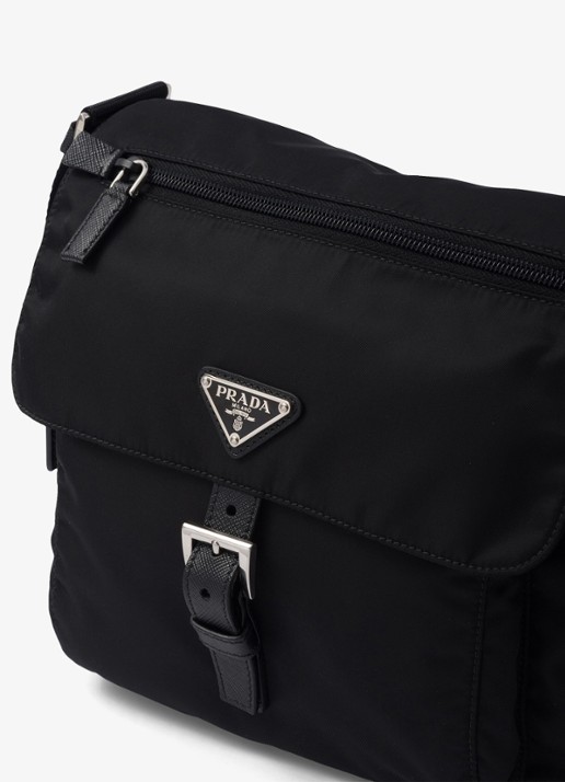Prada Re-Nylon schoudertas met leren details - detail 2 zwart
