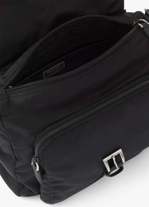 Prada Re-Nylon schoudertas met leren details - detail 3 zwart