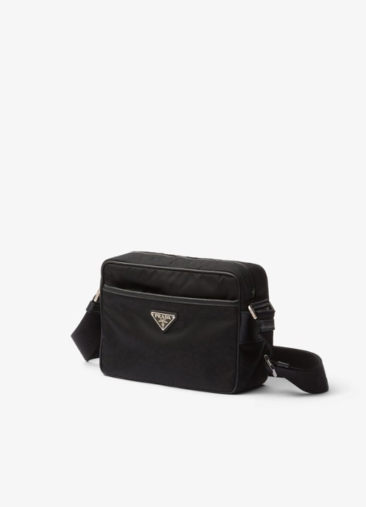 Prada Re-Nylon schoudertas met leren details - voorkant 6 zwart
