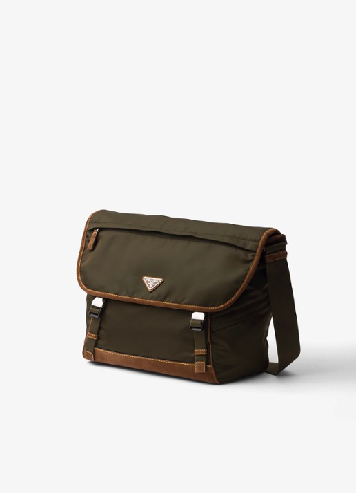 Prada Re-Nylon schoudertas met leren details - detail 3 legergroen