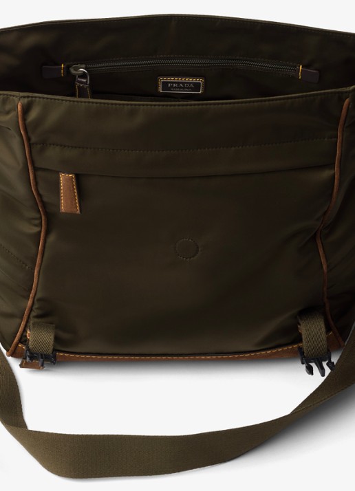 Prada Re-Nylon schoudertas met leren details - detail 4 legergroen