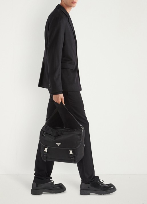 Prada Re-Nylon schoudertas met leren details - detail 4 zwart