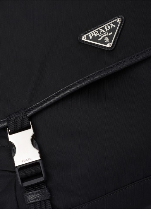 Prada Re-Nylon schoudertas met leren details - detail 7 zwart