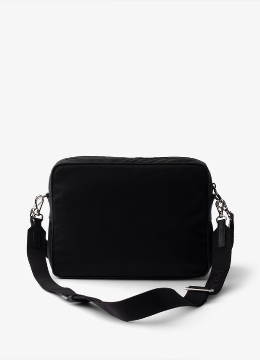 Prada Re-Nylon schoudertas met leren details - achterkant zwart
