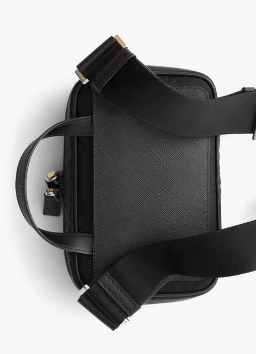 Prada Re-Nylon schoudertas met leren details - achterkant 7 zwart