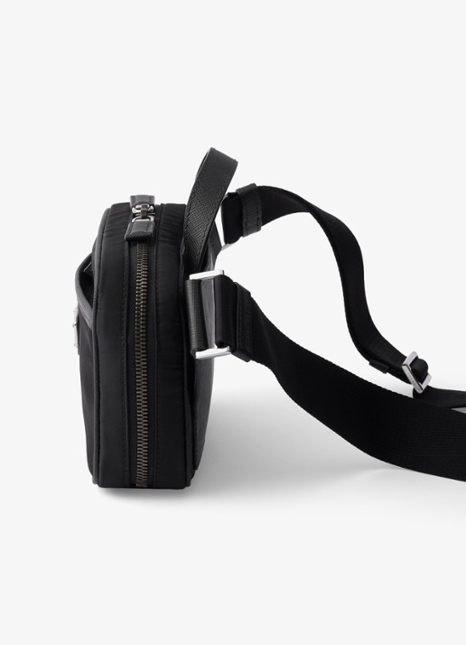 Prada Re-Nylon schoudertas met leren details - detail 3 zwart