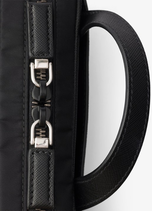 Prada Re-Nylon schoudertas met leren details - detail 4 zwart