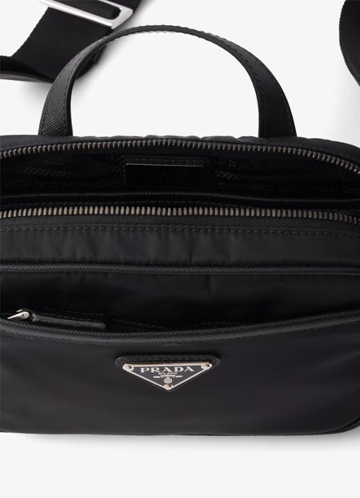Prada Re-Nylon schoudertas met leren details - detail 5 zwart