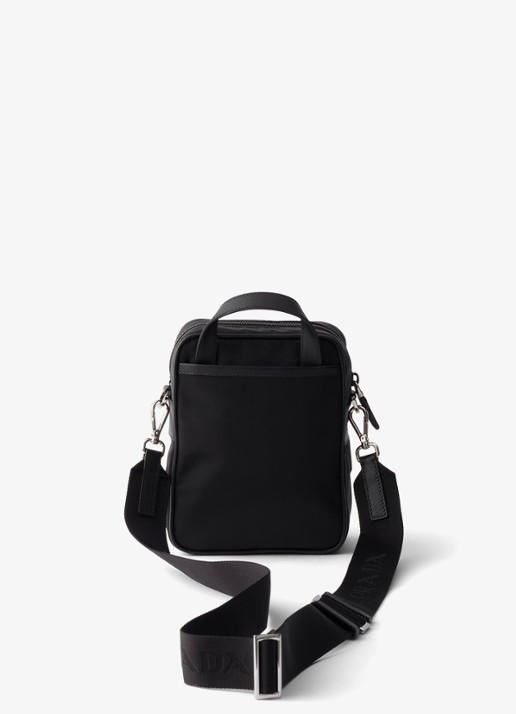 Prada Re-Nylon schoudertas met leren details - achterkant zwart