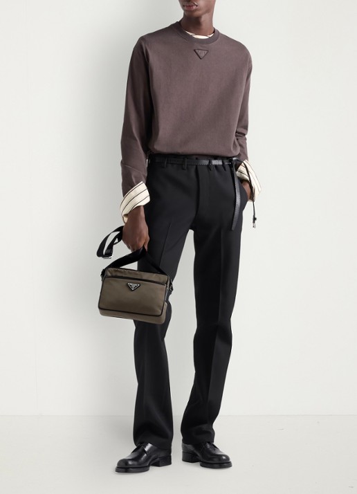Prada Re-Nylon schoudertas met leren details - detail 4 legergroen