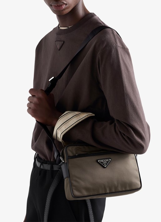 Prada Re-Nylon schoudertas met leren details - voorkant 7 legergroen