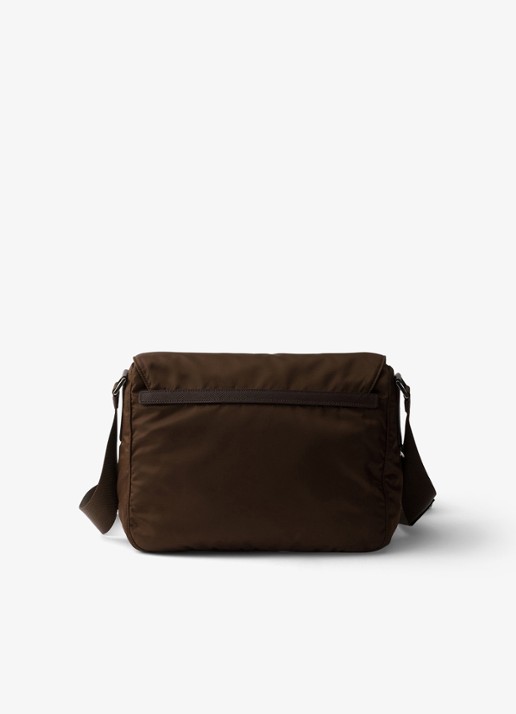 Prada Re-Nylon schoudertas met logo - achterkant 3 donkerbruin