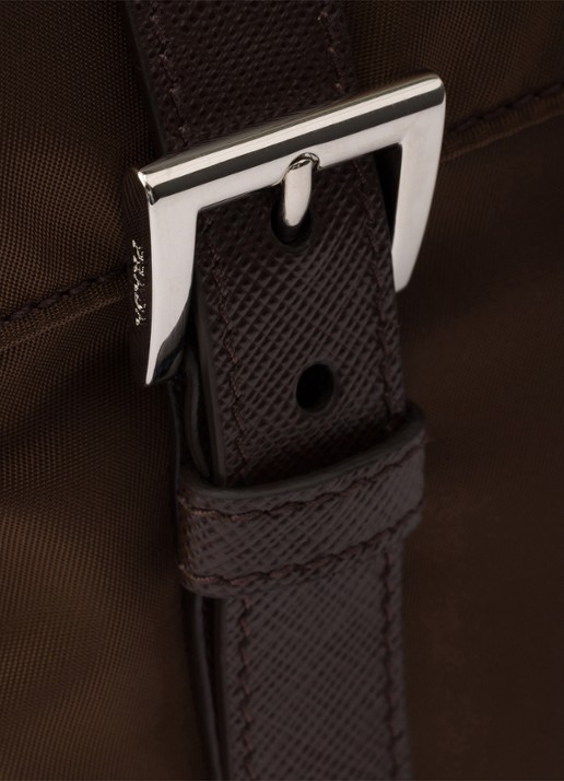 Prada Re-Nylon schoudertas met logo - detail 6 donkerbruin