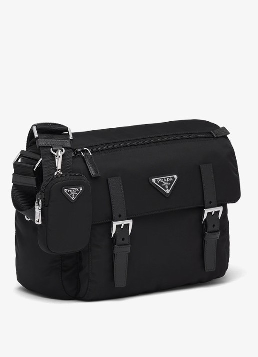 Prada Re-Nylon schoudertas met logo - detail 4 zwart