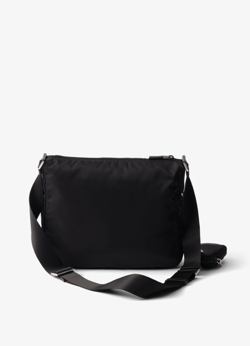 Prada Re-Nylon schoudertas met verstelbare schouderriem - achterkant 3 zwart