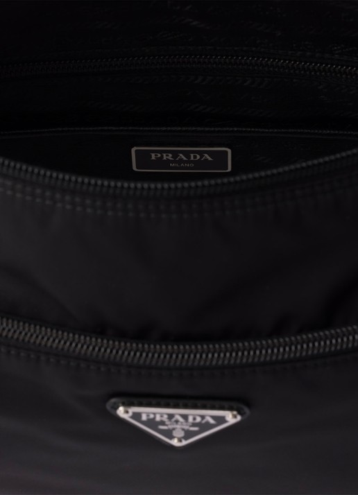 Prada Re-Nylon schoudertas met verstelbare schouderriem - detail 5 zwart