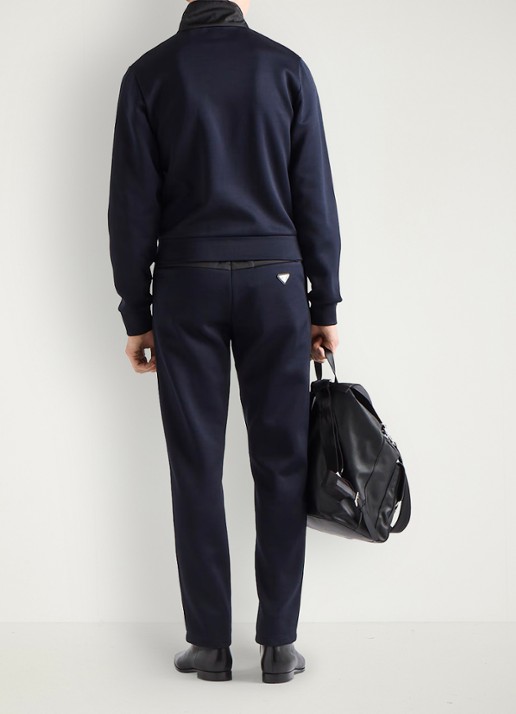 Prada Re-Nylon slim fit trackpants met siernaad - achterkant donkerblauw