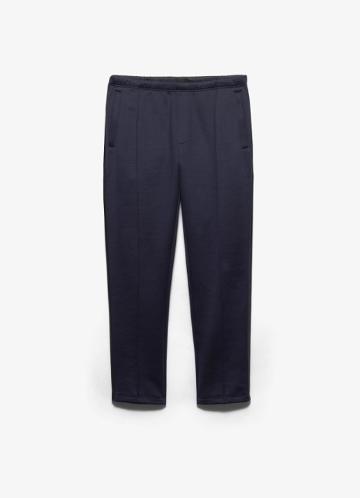 Prada Re-Nylon slim fit trackpants met siernaad - voorkant 5 donkerblauw