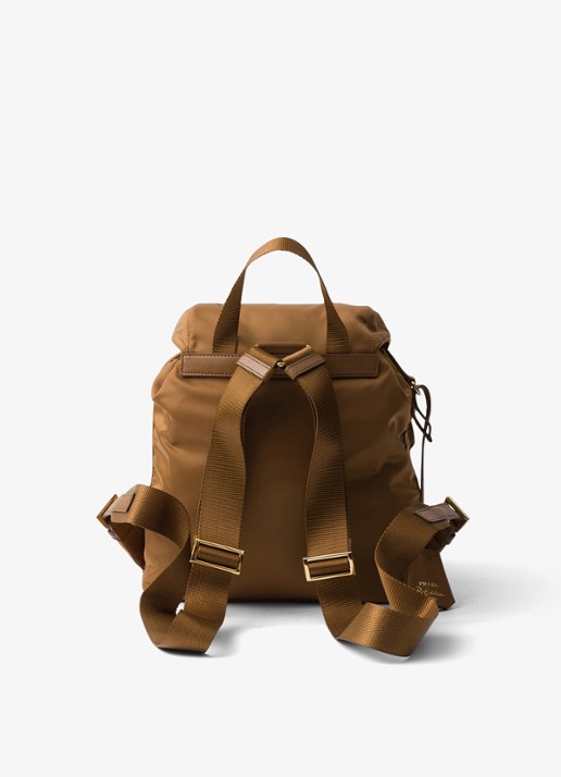 Prada Re-Nylon Small rugzak met logo - achterkant 3 camel