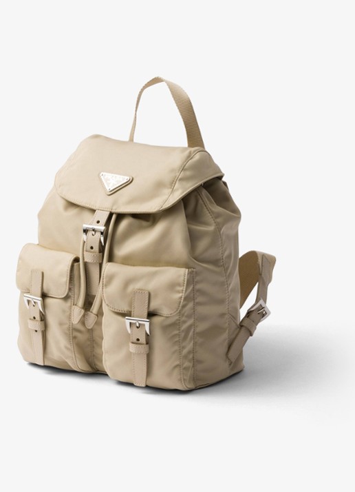 Prada Re-Nylon Small rugzak met logo - voorkant 9 beige
