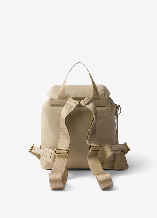 Prada Re-Nylon Small rugzak met logo - achterkant 7 beige