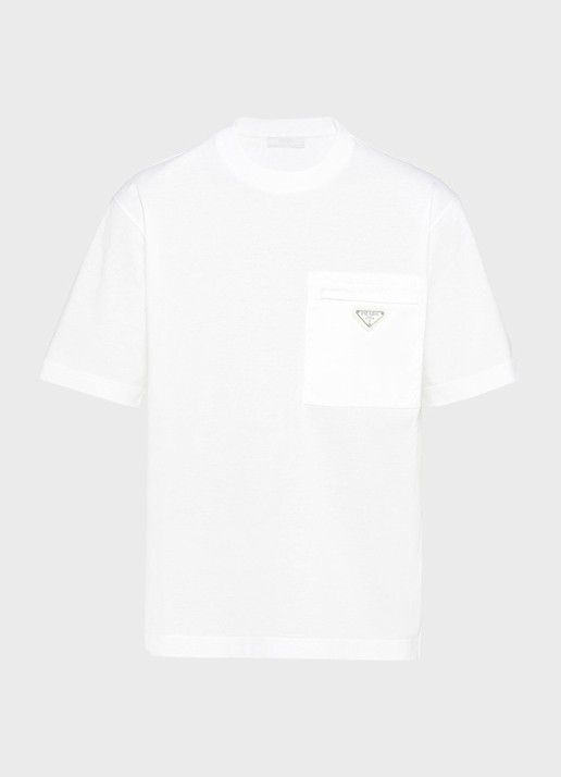 Prada Re-Nylon T-shirt met borstzak en logo - voorkant 2 white