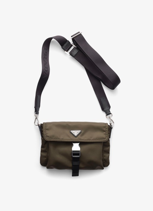 Prada Re-Nylon telefoonhoesje met afneembare schouderriem - voorkant 3 legergroen