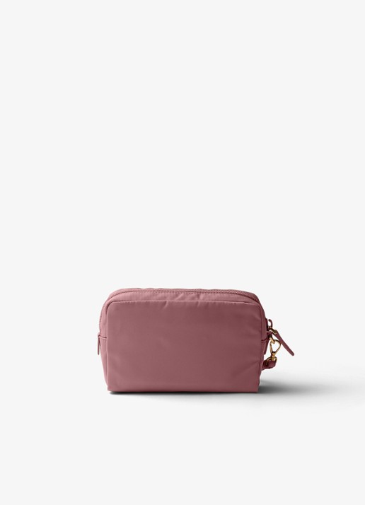 Prada Re-Nylon toilettas met leren details en logo - achterkant 5 oudroze