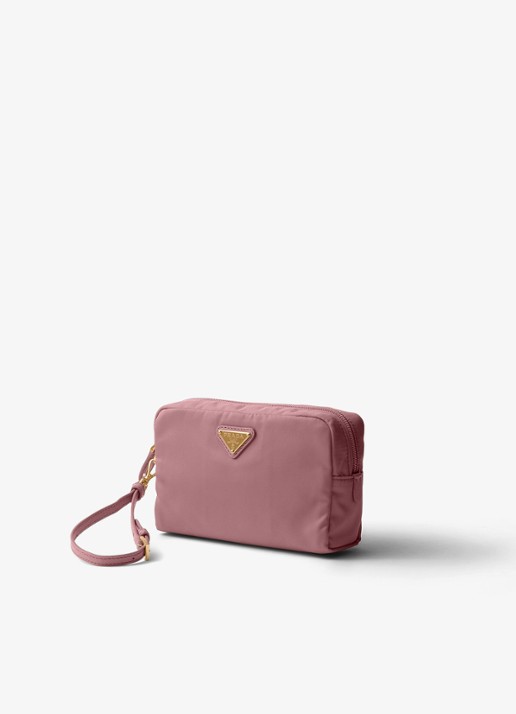Prada Re-Nylon toilettas met leren details en logo - voorkant 2 oudroze