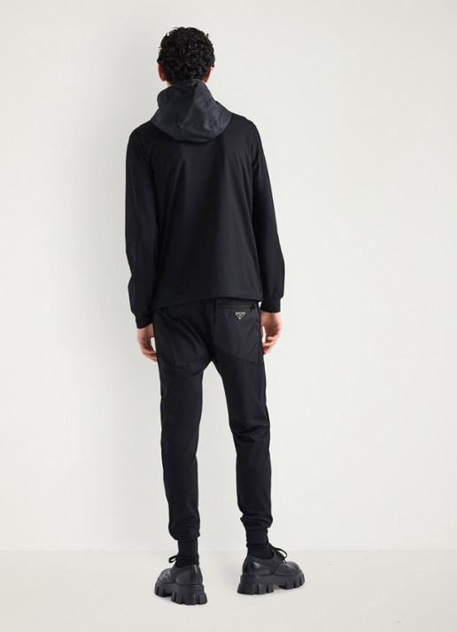 Prada Re-Nylon trackvest met capuchon en contrast - achterkant zwart