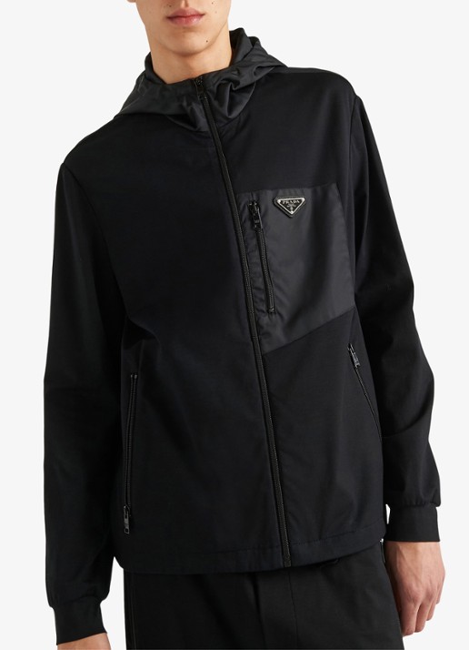 Prada Re-Nylon trackvest met capuchon en contrast