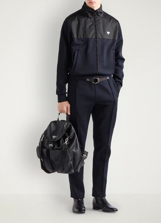 Prada Re-Nylon trackvest met ritszakken - voorkant 2 donkerblauw