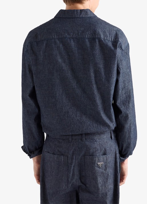 Prada Regular fit overshirt van chambray - achterkant 3 blauw