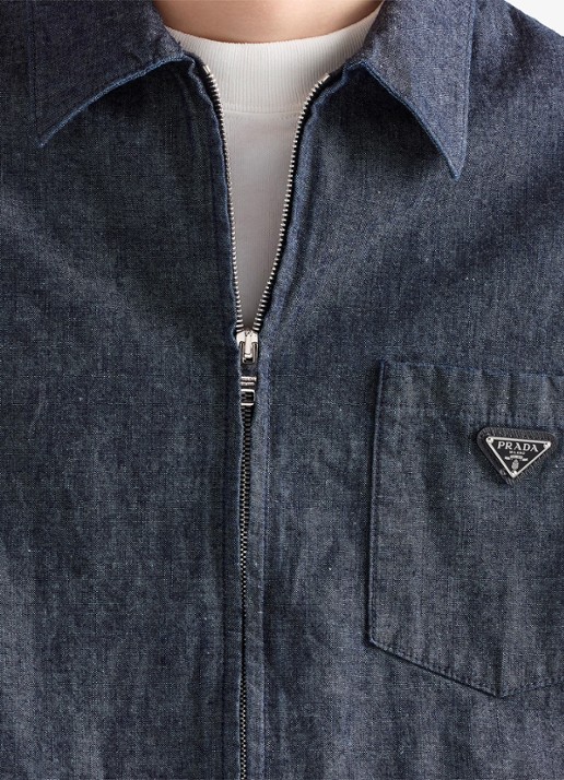 Prada Regular fit overshirt van chambray - detail 6 blauw