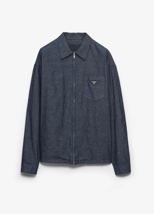 Prada Regular fit overshirt van chambray - voorkant blauw