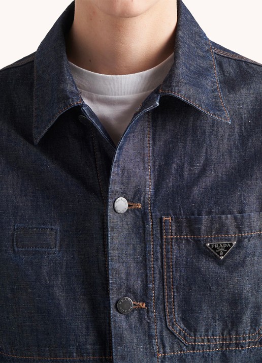 Prada Regular fit overshirt van denim met steekzakken - detail 4 indigo