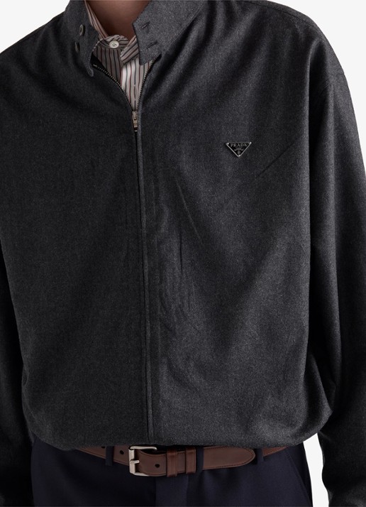Prada Regular fit overshirt van scheerwol - detail 2 donkergrijs