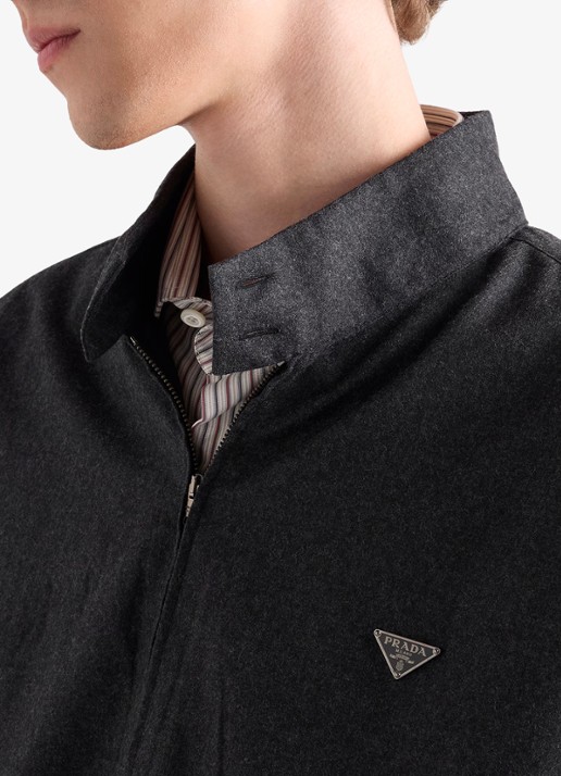 Prada Regular fit overshirt van scheerwol - detail 4 donkergrijs