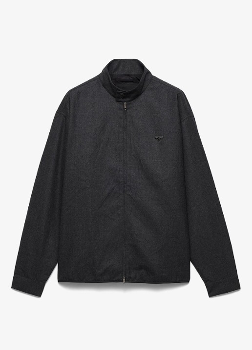 Prada Regular fit overshirt van scheerwol - voorkant 5 donkergrijs