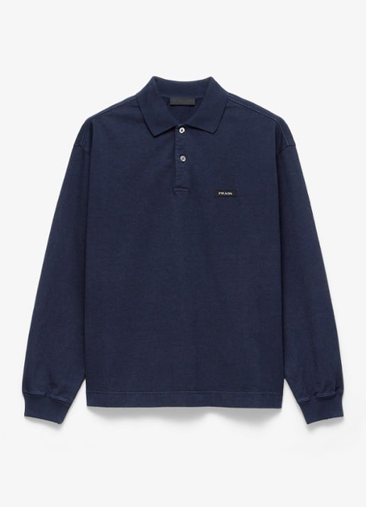 Prada Regular fit polo met logo - voorkant 5 indigo